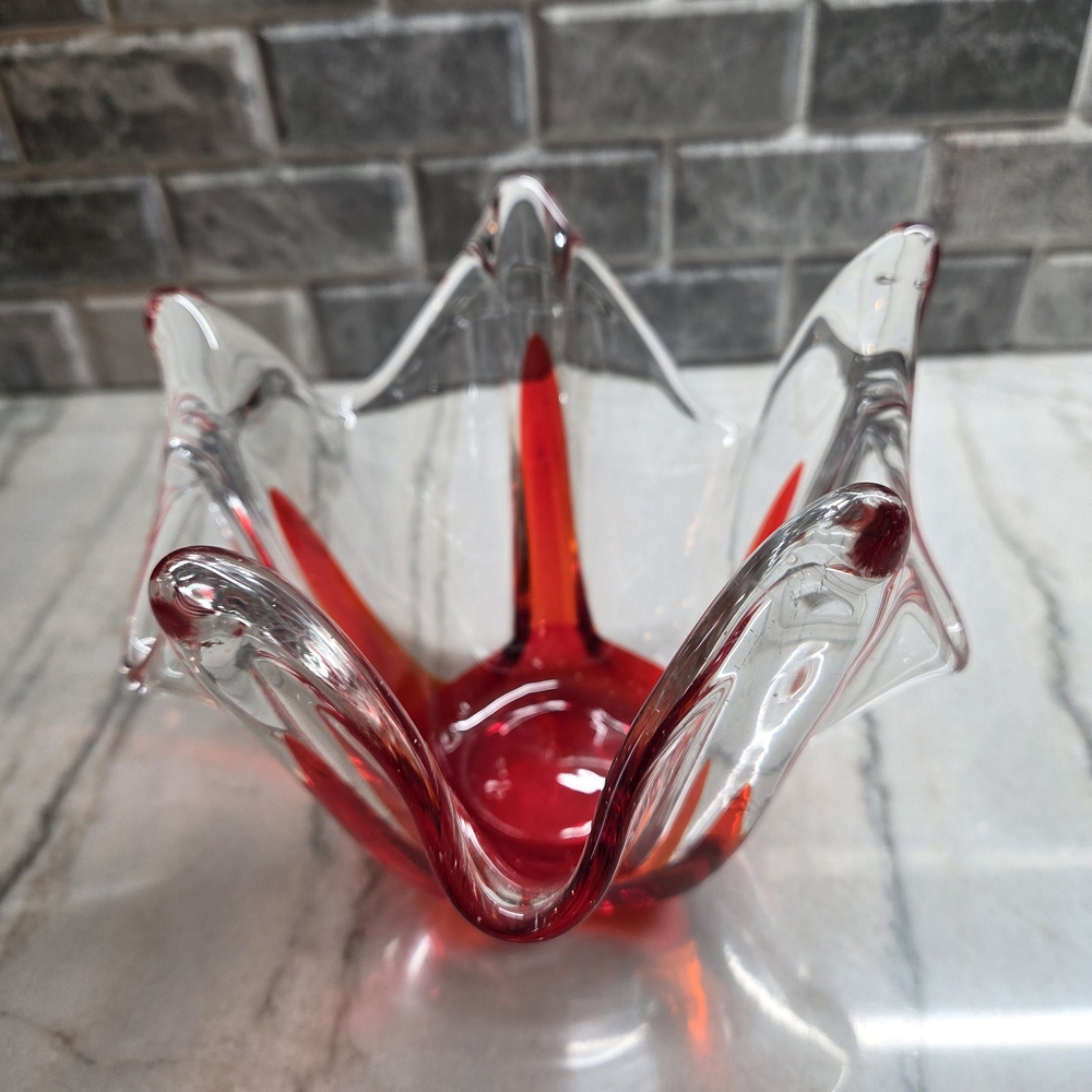 Elegant Red Glass Art Bowl